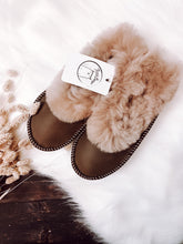 Load image into Gallery viewer, Brown Range Sheepskin Slippers with Pinkish Fur Lucky Dip