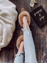 Load image into Gallery viewer, Brown Range Sheepskin Slippers with Pinkish Fur Lucky Dip

