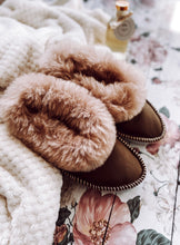 Load image into Gallery viewer, Brown Range Sheepskin Slippers with Pinkish Fur Lucky Dip
