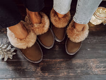 Load image into Gallery viewer, Brown Range Sheepskin Slippers with Pinkish Fur Lucky Dip
