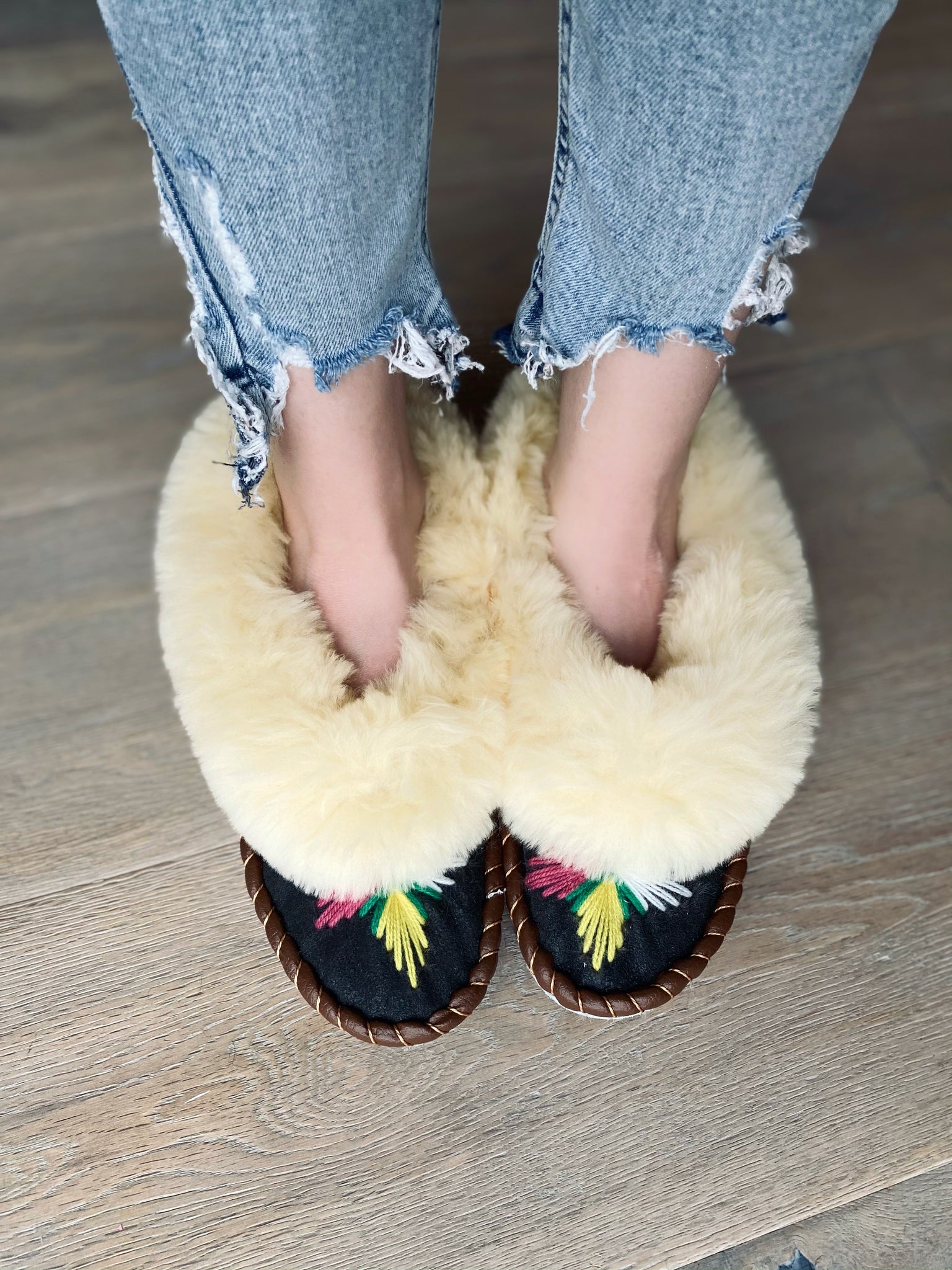 Embroidered sale moccasin slippers