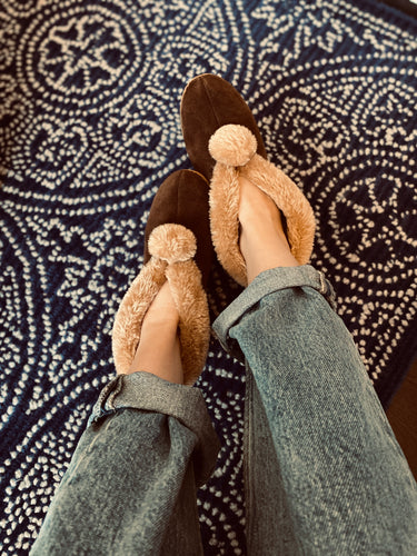 Suede Slipper Boots in Chestnut - JosieBear